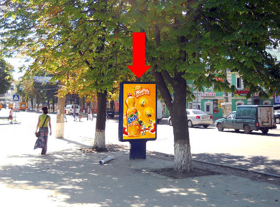 Фото рекламной плоскости по адресу Ильинская ул. (бывш. Красногвардейская ул.) / Ярослава Мудрого ул. (бывш. Пролетарская ул.), 45 (№1)