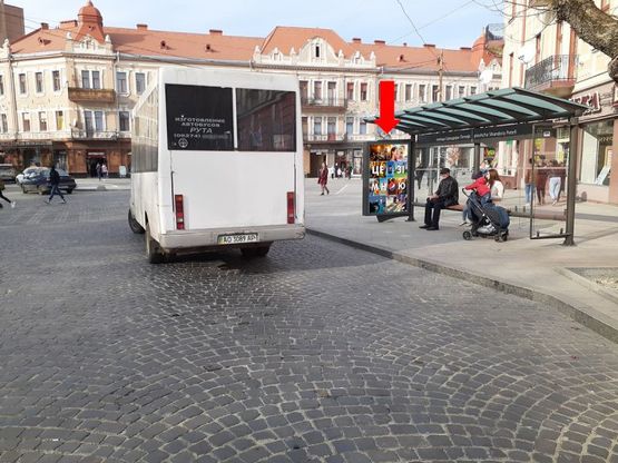 Фото рекламной плоскости по адресу Шандора Петефи пл., 15, центр, в сторону пр. Свободы, остановка