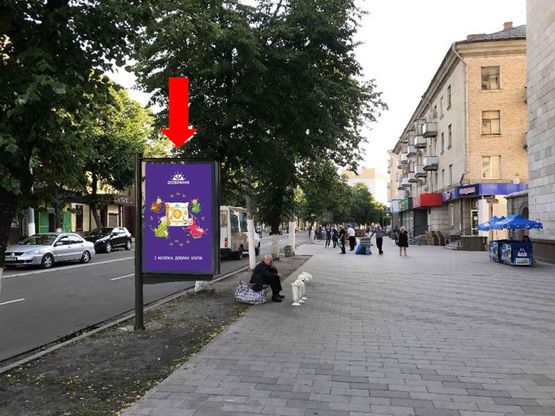 Фото рекламної площини за адресою Киевская ул., 37 / Небесной сотни ул. (бывш. ул. Московская), возле ЦУМа, магазина "Плато", "Ватсонс"