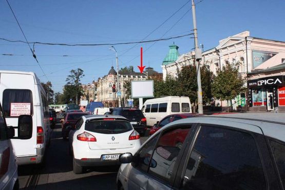 Фото рекламной плоскости по адресу t008A2,просп. Дмитра Яворницького - вул. Шмідта, рух у бік набережної, біля світлофора