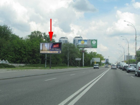 Фото рекламной плоскости по адресу Броварський проспект, М"Гідропарк", рух в напрямку лівого берегу, ліворуч