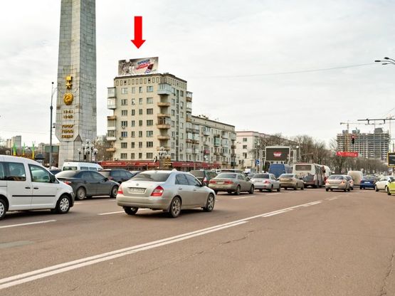 Фото рекламной плоскости по адресу Победы пр-т, 1, в сторону ст. м. "Политехнический институт"