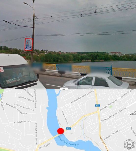 Фото рекламной плоскости по адресу Киевский мост в сторону ул.1-го Мая (стор.А)