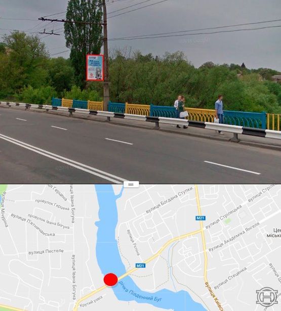 Фото рекламной плоскости по адресу Киевский мост в сторону ул.1-го Мая (стор.А)