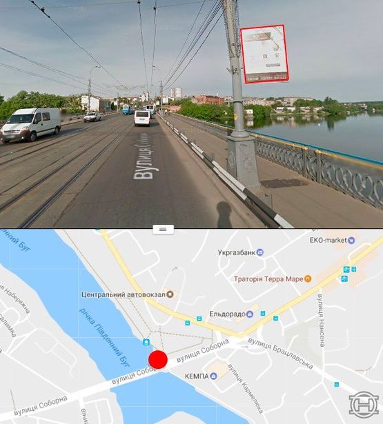 Фото рекламної площини за адресою Центральный мост в сторону ул.Соборной (стор. А):