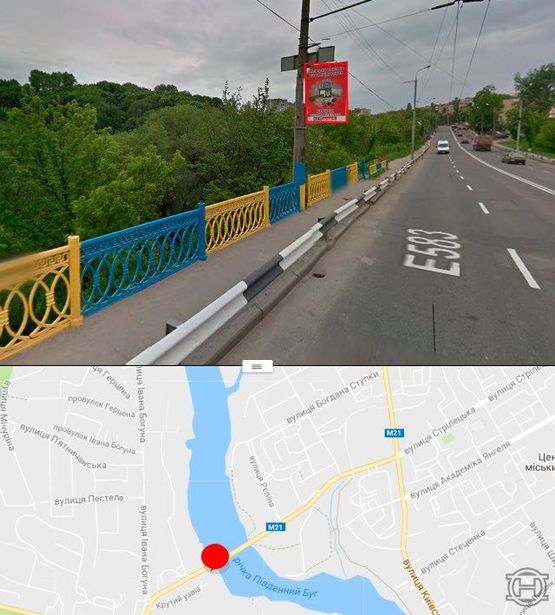 Фото рекламної площини за адресою Киевский мост в сторону ул.1-го Мая (стор.Б)