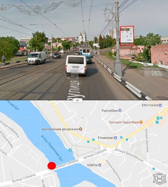 Фото рекламной плоскости по адресу Центральный мост в сторону ул.Соборной (стор.А):