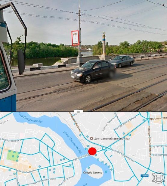 Фото рекламной плоскости по адресу Центральный мост в сторону ул.Соборной (стор. Б):