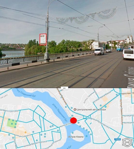 Фото рекламної площини за адресою Центральный мост в сторону ул.Соборной (стор. Б):