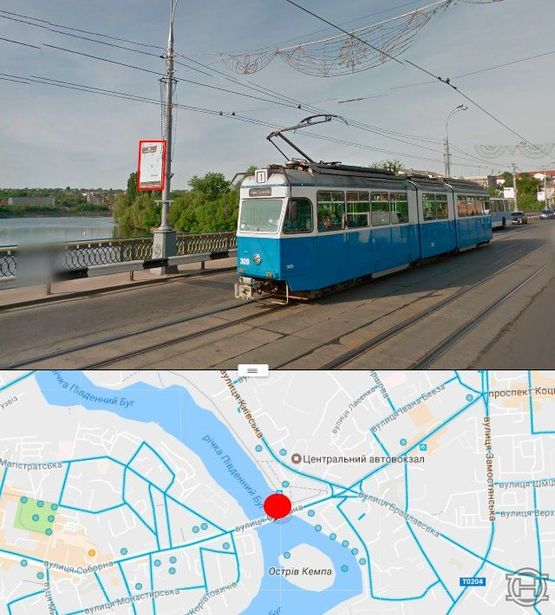 Фото рекламной плоскости по адресу Центральный мост в сторону ул.Соборной (стор. Б):