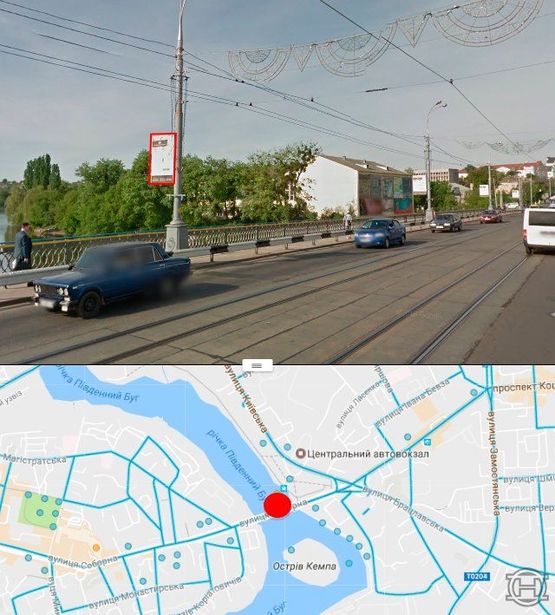 Фото рекламної площини за адресою Центральный мост в сторону ул.Соборной (стор. Б):