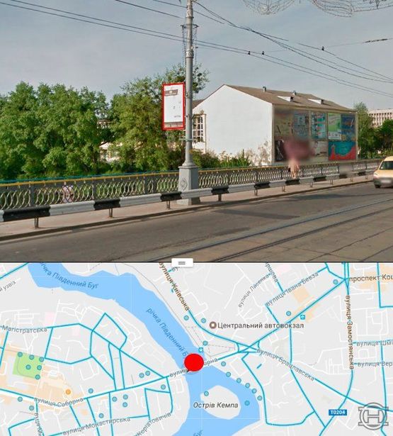 Фото рекламної площини за адресою Центральный мост в сторону ул.Соборной (стор. Б):