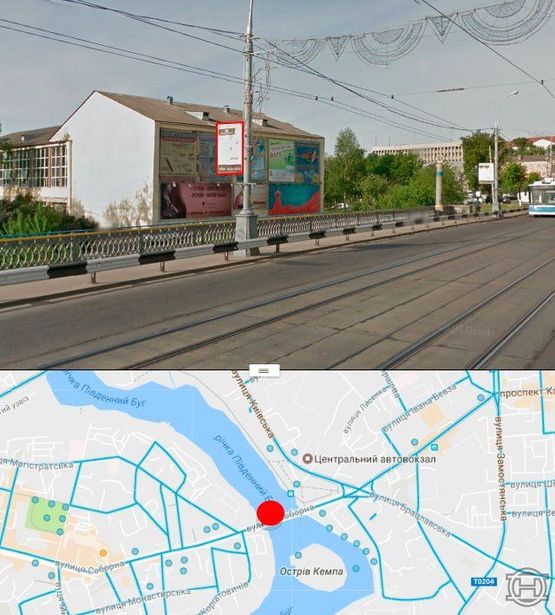 Фото рекламной плоскости по адресу Центральный мост в сторону ул.Соборной (стор. Б):