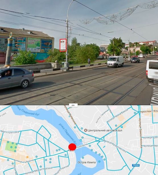 Фото рекламной плоскости по адресу Центральный мост в сторону ул.Соборной (стор. Б):