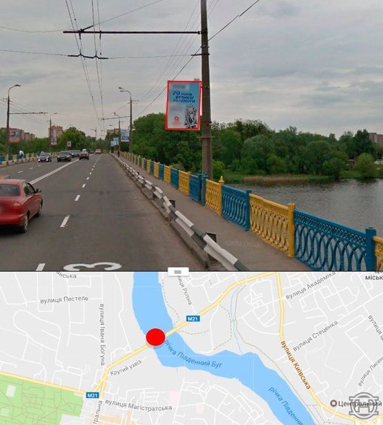 Фото рекламной плоскости по адресу Киевский мост в сторону ул.Киевской (стор.А)
