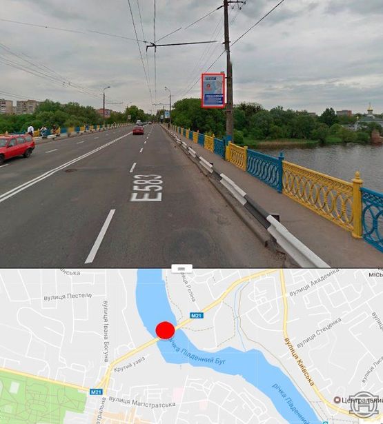 Фото рекламної площини за адресою Киевский мост в сторону ул.Киевской (стор.А)