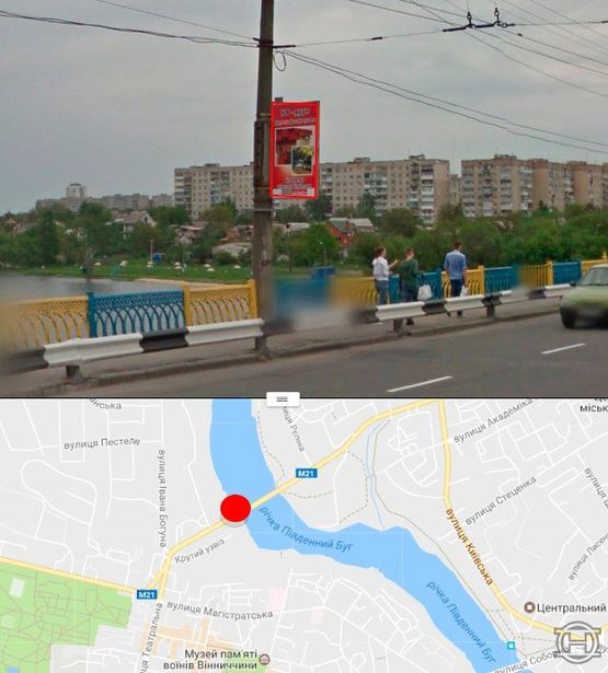 Фото рекламной плоскости по адресу Киевский мост в сторону ул.Киевской (стор.Б)