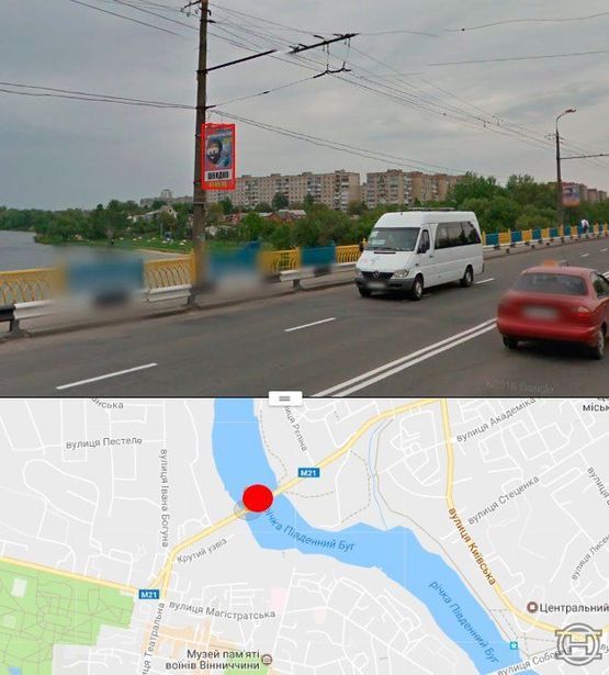 Фото рекламної площини за адресою Киевский мост в сторону ул.Киевской (стор.Б)