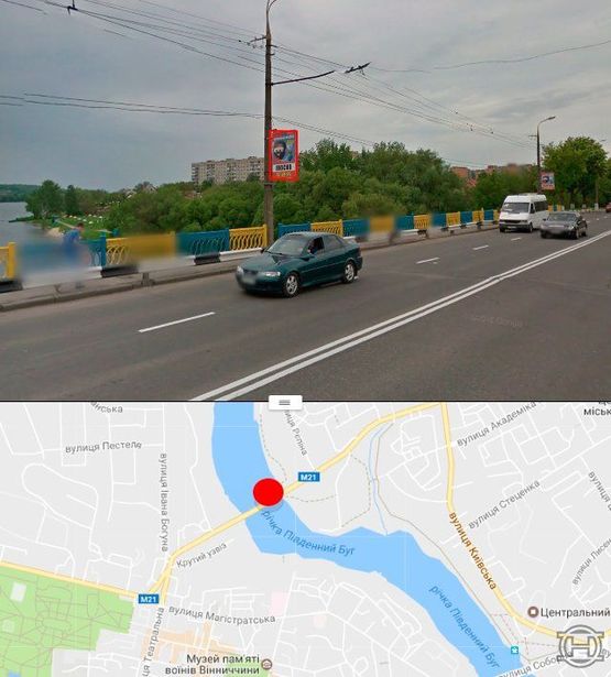 Фото рекламної площини за адресою Киевский мост в сторону ул.Киевской (стор.Б)