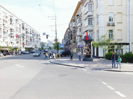 Фото рекламной плоскости по адресу Б.Васильковская ул.130, возле ул.Ковпака, со стороны ул.Красноармейской, из центра