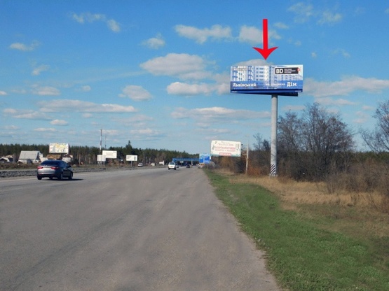 Фото рекламної площини за адресою Въезд в Киев, со стороны Одессы, от н.п.Глеваха, от котедж.городка Садок Вышневый