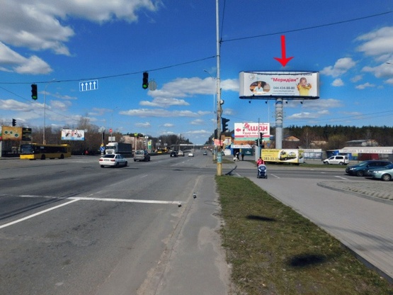 Фото рекламної площини за адресою Палладина Академика пр-т, возле ул.Стеценка, на треугольнике, со стороны ст.м.Академгородок