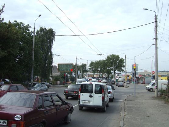 Фото рекламної площини за адресою Львівське шосе (поворот на пожарку). неподалік: ринки (більше 60Га торгових площ) (від центру, на ринки)