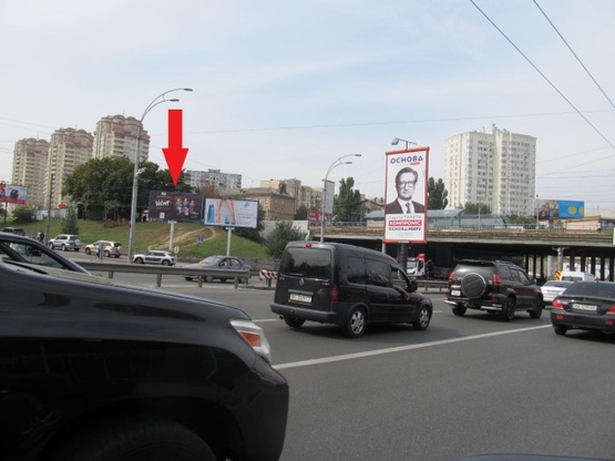 Фото рекламной плоскости по адресу Гетьмана Вадима ул. - Борщаговская ул. (Индустриальный мост, "Бабай Паб", ТРЦ "Аркадия") в направ. прос. Победы