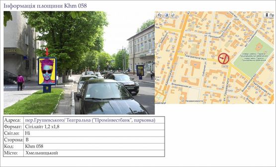 Фото рекламной плоскости по адресу пер.Грушевського/ Героїв Майдану  "Промінвестбанк"