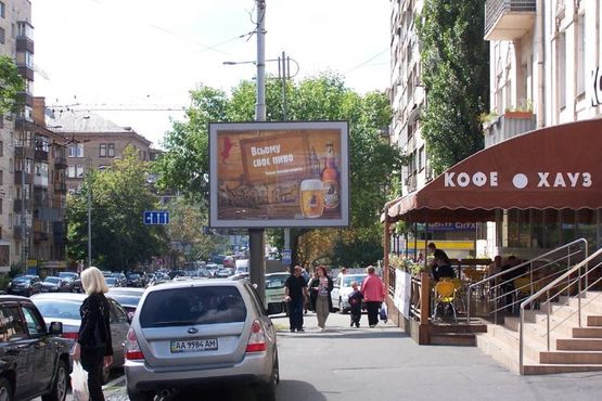 Фото рекламної площини за адресою Льва Толстого вул. - Саксаганського вул., 109 (кафе "Кофе-Хауз") (№2 - в напр. Південного ЖД Вокзала)