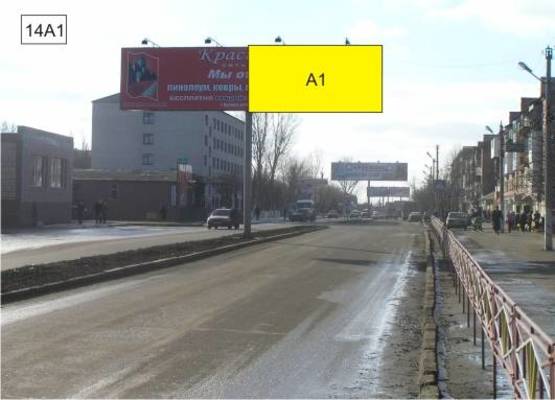 Фото рекламной плоскости по адресу пр-кт Победы на разделительной полосе напротив хлебзавода "Одесский каравай "