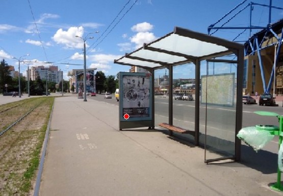 Фото рекламной плоскости по адресу Плехановская ул. - Плехановский пер. в центр (остановка)