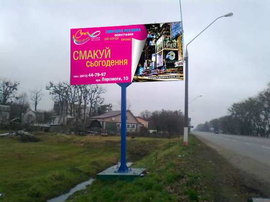 Фото рекламной плоскости по адресу Киевское шоссе/Ю. Немырича (выезд из города в сторону Киева)