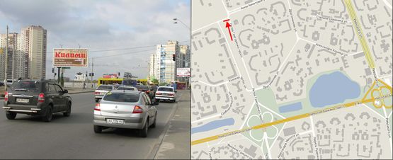 Фото рекламной плоскости по адресу Григоренка пр., 15/27 (навпроти) + Ахматовой вул.