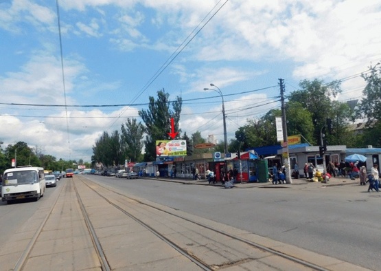 Фото рекламной плоскости по адресу Привокзальная ул., возле Дарницкого вокзала, от Харьковского шоссе, из центра