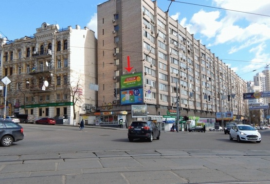 Фото рекламной плоскости по адресу Воровского ул., Дмитриевская ул., к Победы пр., в центр