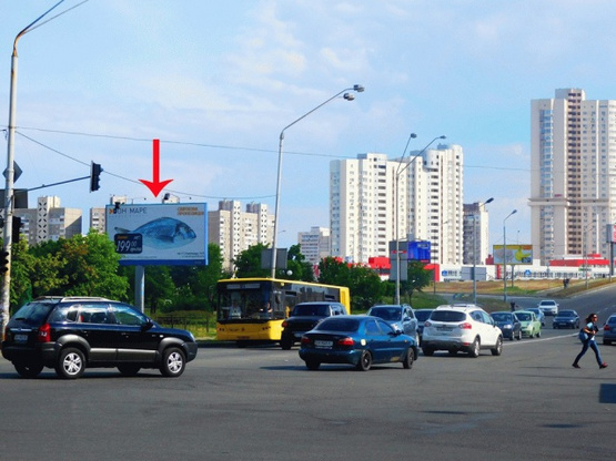 Фото рекламної площини за адресою Григоренко Петра ул. 33/44, возле ул.Драгоманова, к ст.м."Позняки", из центра