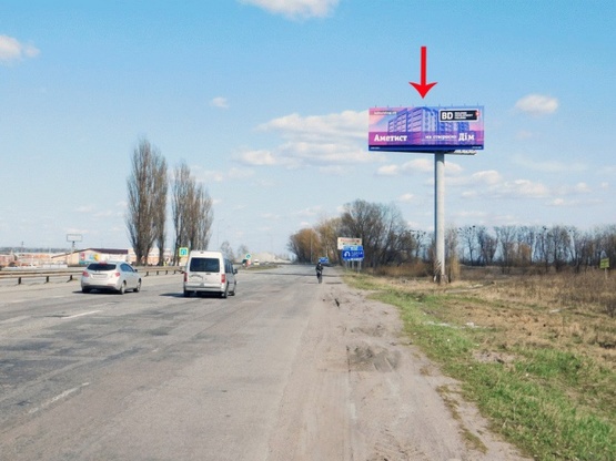 Фото рекламной плоскости по адресу Въезд в Киев, со стороны Одессы, возле н.п.Глеваха, нового моста, рядом АЗС, от котедж.городка Садок Вышневый