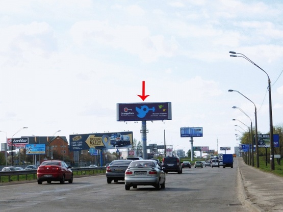 Фото рекламной плоскости по адресу Кольцевая дорога 17, напротив рынок Борщаговский, к пр-ту Победы, ст.м.Академгородок