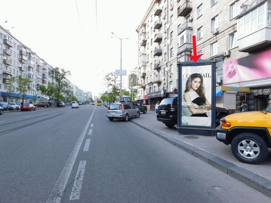 Фото рекламной плоскости по адресу Б.Васильковская ул.111, возле ул.Тверской, со стороны ул.Красноармейской, в центр