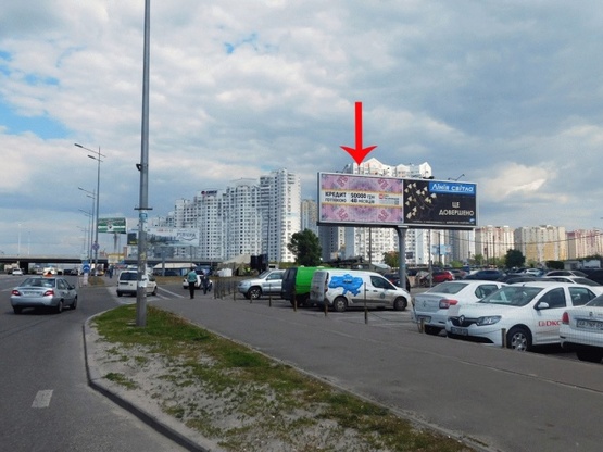 Фото рекламной плоскости по адресу Бажана пр-т, возле ст.м.Осокорки, из центра, левая
