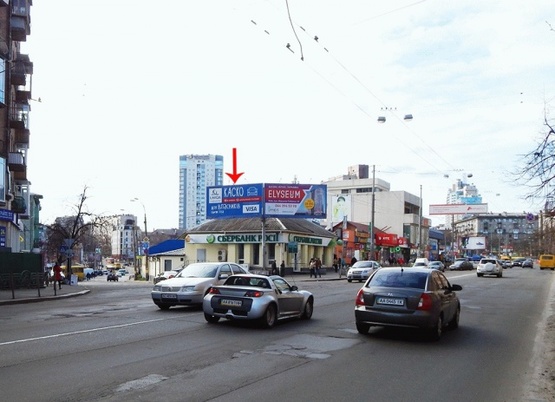 Фото рекламної площини за адресою Артема ул., поворот на ул.Дегтяревскую, левый, из центра