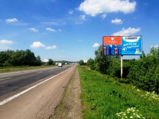 Фото рекламной плоскости по адресу м.Бровари,Обїздна дорога,  Е-95 (після ж/д моста) 21 км