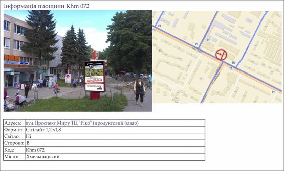 Фото рекламной плоскости по адресу вул.Проспект Миру ТЦ "Ріко" (продуктовий базар)