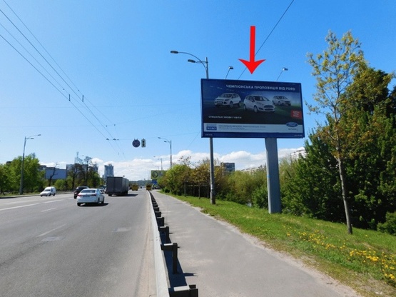Фото рекламної площини за адресою Воссоединения пр-т, 8-й  от моста Патона, ж/м Русановка, в центр