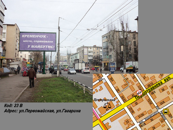 Фото рекламной плоскости по адресу ул.Первомайская, ул.Гагарина (призма)