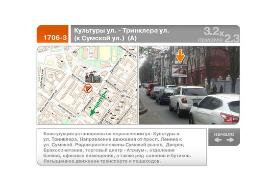 Фото рекламної площини за адресою Культуры ул. - Тринклера ул. (к Сумской ул.)  (А)