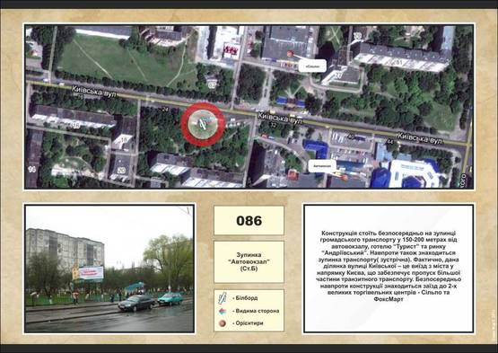 Фото рекламной плоскости по адресу вул. Київська, зупинка “Автовокзал”