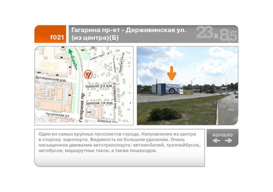 Фото рекламної площини за адресою Гагарина пр-кт - Державинская ул. (из центра) (Б)