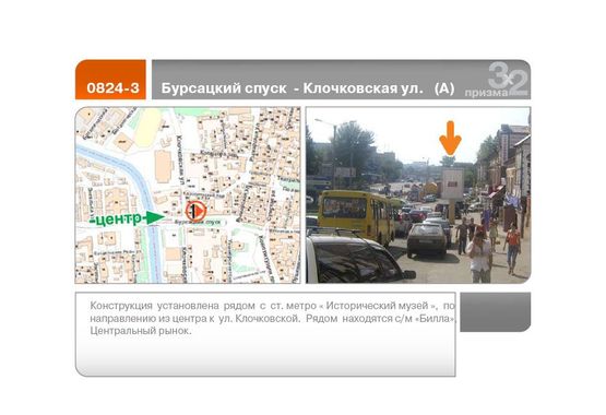 Фото рекламной плоскости по адресу Бурсацкий спуск, 8  - Клочковская ул. (А)